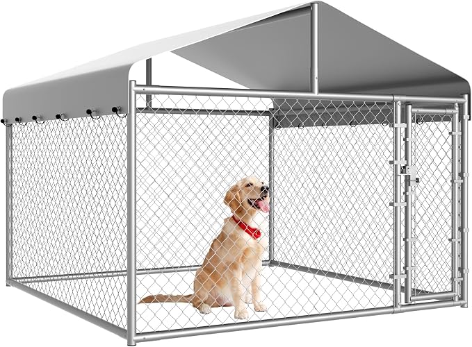 Dog Kennel Outside with Roof, Large Dog Run Enclosure, Outdoor Heavy Duty Pens by HEASONKENNEL