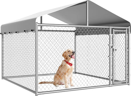Dog Kennel Outside with Roof, Large Dog Run Enclosure, Outdoor Heavy Duty Pens by HEASONKENNEL