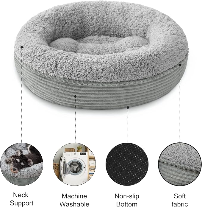 Love's cabin Round Donut Cat and Dog Cushion Bed, 25in Pet Bed - Image 2