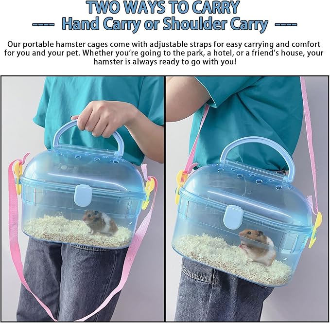 Portable Hamster Cage Syrian Hamster Carry Travel Cage - Image 4