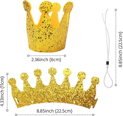 Gold Dog Birthday Crown, 3.54 Inch Height Glitter Pet Crown, Mini Party Hat - Image 5