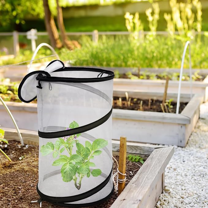 4 Pcs Pop Up Insect Barrier Plant Cover Net, 19.6" x 11.8" Round Foldable Plant - Image 6