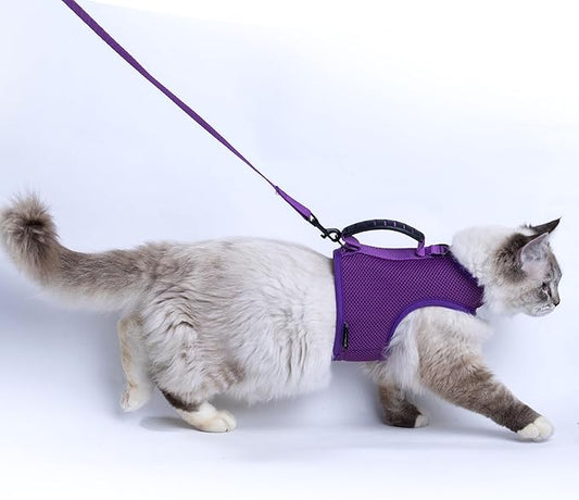 Cat Harness and Leash for Walking Escape Proof Breathable Mesh Fabric, by Yizhi+Miaow
