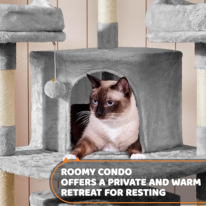 Yaheetech 68.5in Cat Tree for Large Cats, Large Condo, Stable Pet Play House - Image 5