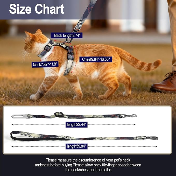 Cat Harness and Leash Set, 3-in-1 Escape Proof Adjustable, Comfortable Soft - Image 7