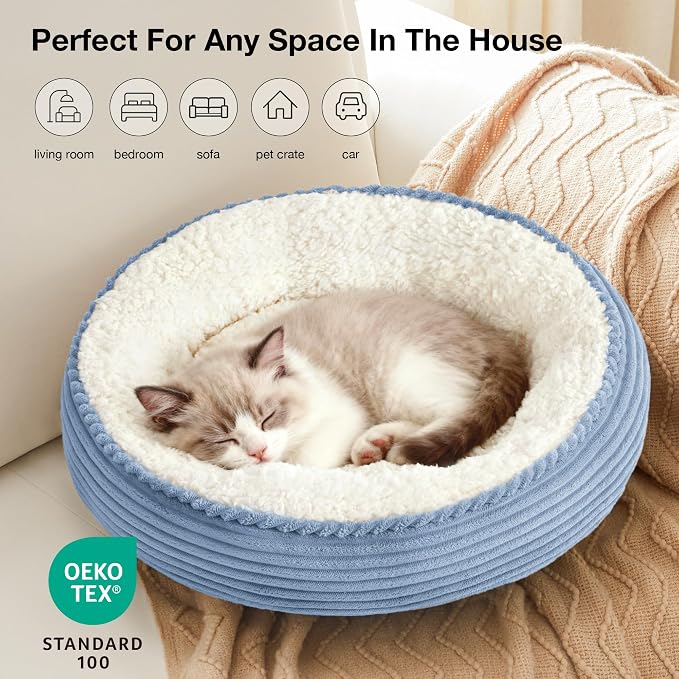 Love's cabin Round Donut Cat and Dog Cushion Bed, 20in Pet Bed - Image 6
