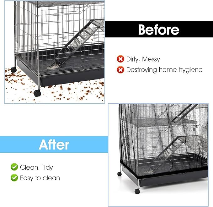 2PCS Bird Cage Seed Catcher, Nylon Adjustable Elastic Bird Cage Net Cover Skirt - Image 4