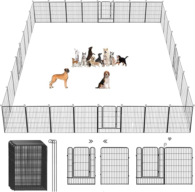 Dog Playpen Dog Fence Outdoor for Yard, 32inch 42 Panels Dog Pens Outside by Jhsomdr