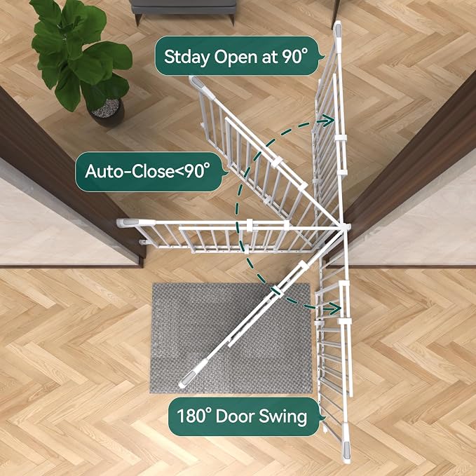 Babelio Baby Gate for Stairs, Kitchen & Doorways, 26-43" W 28" H No Bottom Bar| - Image 5