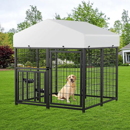 ROOMTEC Large Dog Kennel Outdoor Pet Pens Dogs Run Enclosure Animal Hutch Metal by ROOMTEC