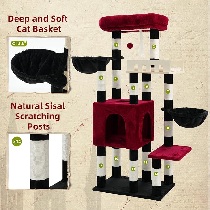 Cat Tree for Indoor Cats Large Adult, Heavy Duty Cat Tree for Large Cats 20 lbs+ - Image 5