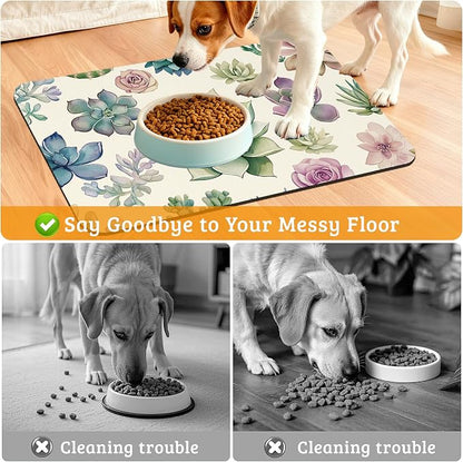 Dog Bowl Mat, Cactus Pet Feeding Mat - Image 4