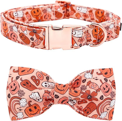 Halloween Dog Collar, Pet Collar Dog Bow Pumpkin Girl Boy Holiday Pet Collar by BoboRainbow