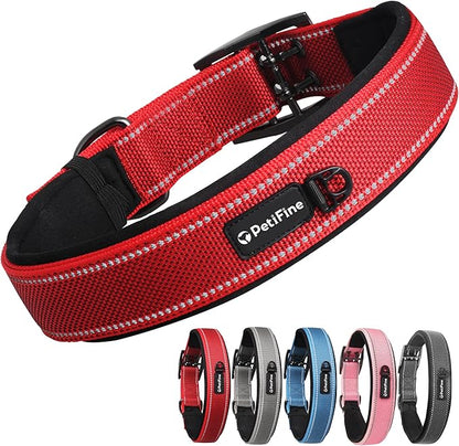 PetiFine Dog Collar for Large Dogs, Neoprene Padded and Adjustable, Reflective by PetiFine