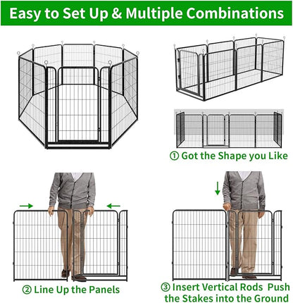Dog Playpen Outdoor Extra Wide 8 Piece Panels Heavy Duty Dog Fence 40" Height - Image 8