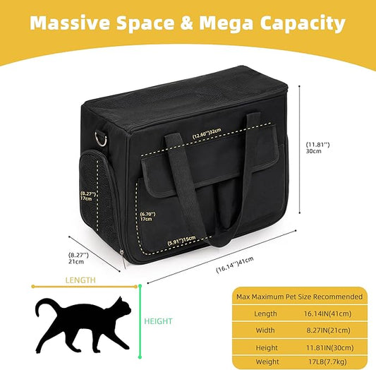 Cat & Dog Carrier for Pets Up to 15 Lbs, Airline Approved Soft-Sided - Image 2