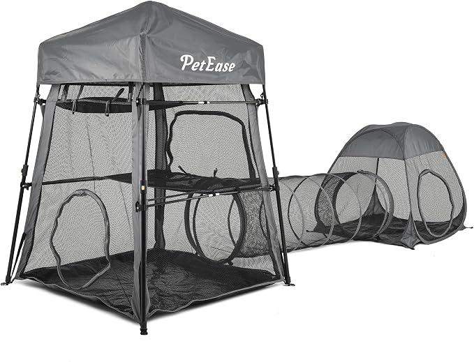 Catio Outdoor Cat Enclosure, 3-in-1 Extra Large Portable Cat Playpen by PETEASE