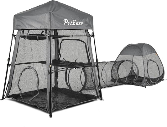 Catio Outdoor Cat Enclosure, 3-in-1 Extra Large Portable Cat Playpen by PETEASE
