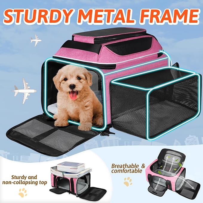Petskd Top and Side Expandable Pet Carrier 18x11x11 Inches Delta United Airline - Image 6