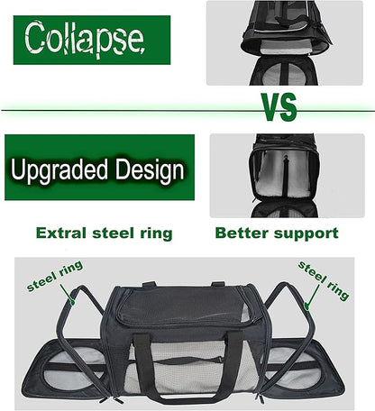 Soft-Sided Pet Carrier for Cats Small Dogs of 15 Lbs Medium Black - Image 2