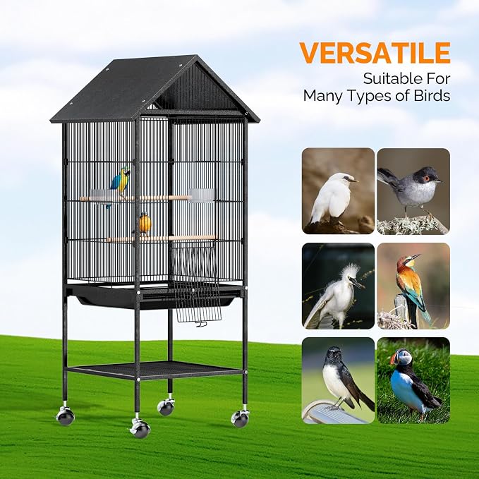 VINGLI Bird Cage with Rolling Stand - Image 8