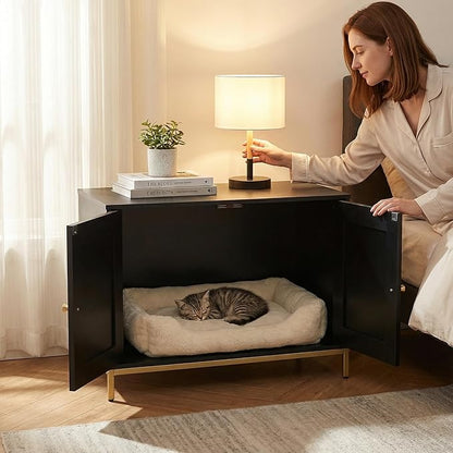Homhedy Cat Litter Box Enclosure, Cat Washroom Furniture - Image 4