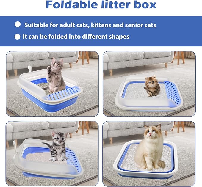 kathson Collapsible Kitten Litter Box, Foldable Anti-Splashing Small Kitty - Image 2