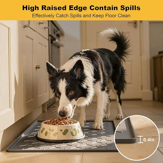 Pieviev 34''x22'' Dog Cat Food Bowl Mat, Silicone Waterproof Food Grade Pet - Image 2