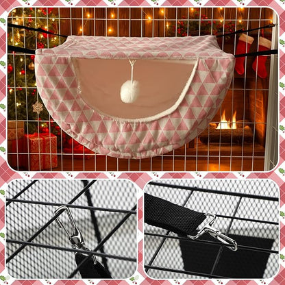 Unittype 4 Pieces Cat Cage Hammock Hanging Pet Bed Double Layer Soft Plush - Image 6