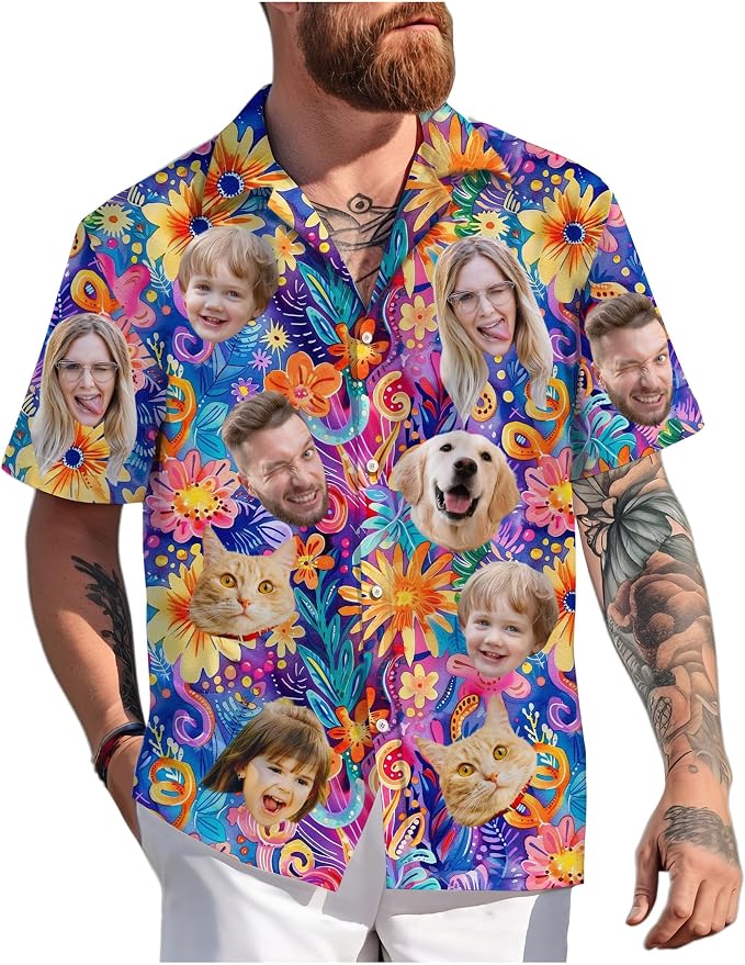 Custom Hawaiian Shirt with Face Photo Picture by GLOXO