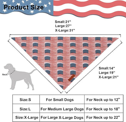 ADOGGYGO American Flag Dog Bandana 2 Pack, Reversible White Red USA Flag Pet - Image 4