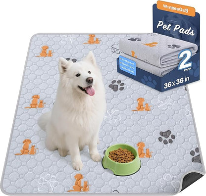 Washable Pee Pads for Dogs, 2 Pack Absorbent Reusable Training Dog Pads Pet by WanpeeGoo