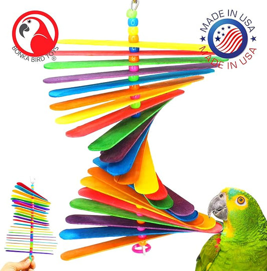 Bonka Bird Toys 867 Big Stick 9.50" x 6", Medium Parrot Chew Cage Toy, and - Image 2