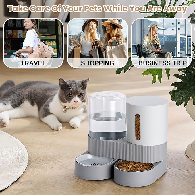 2 Pack Automatic Cat Feeder Stainless Steel Water Dispenser Gravity Food Feeder - Image 7