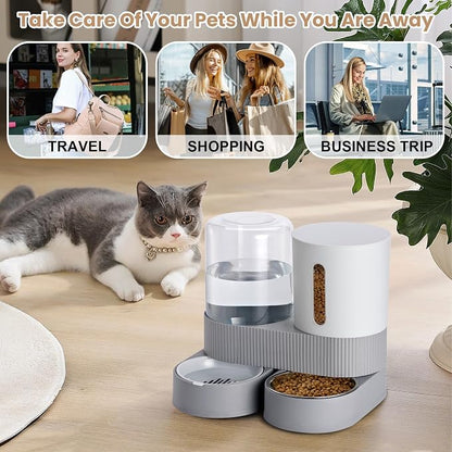 2 Pack Automatic Cat Feeder Stainless Steel Water Dispenser Gravity Food Feeder - Image 7