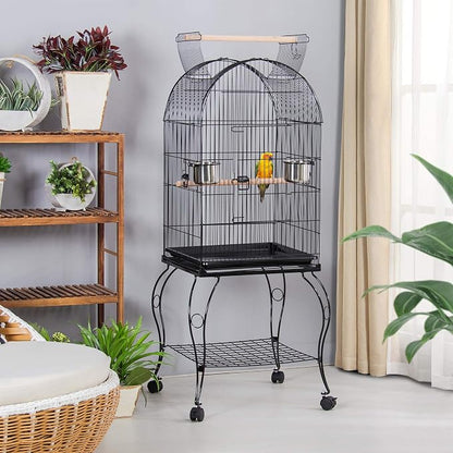 Yaheetech 59-Inch Rolling Standing Medium Dome Open Top Bird Cage - Image 2