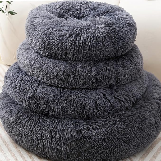 Super Soft Donut Cat Bed and Dog Bed Round Plush Pet Cushion Fluffy Rabbit Cave - Image 5