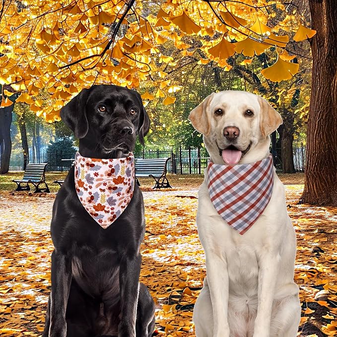 Fall Dog Bandanas Large 3PCS, 6 Pattern Thanksgiving Scarf - Image 5