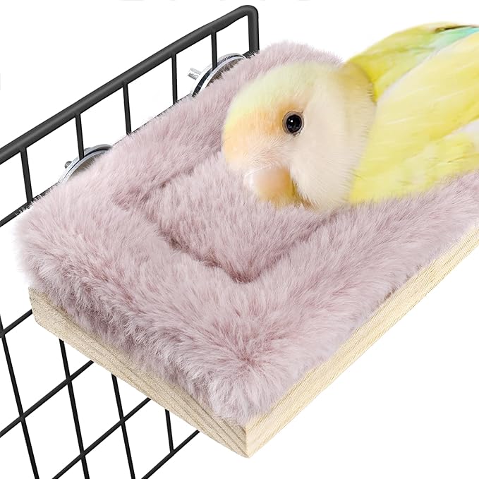 Bird Hammock Bed for Cage Parrot Perch Wooden Parakeet Sleeping Platform Winter by Mygeromon