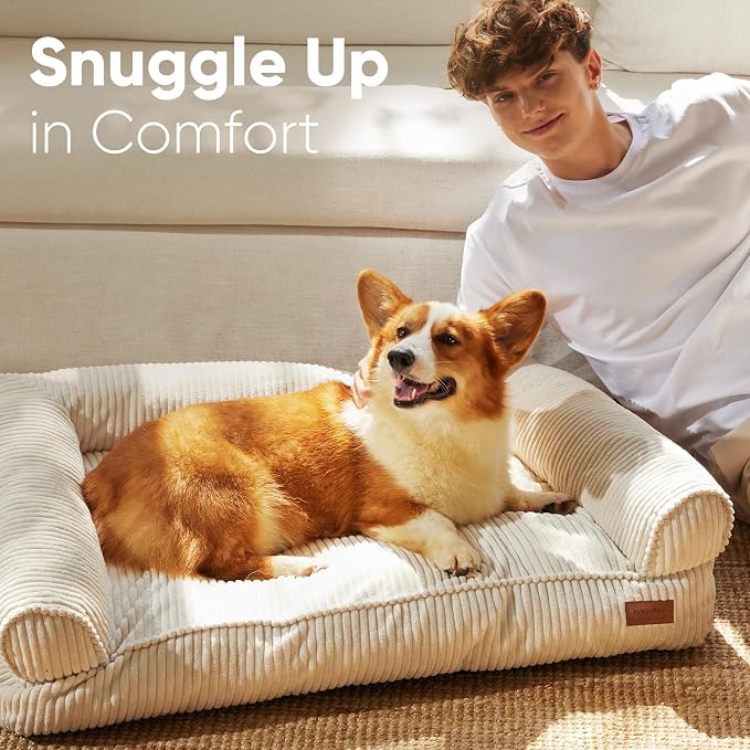 FUKUMARU Dog Couch Bed, Corduroy Cozy Cat Bed - Image 3