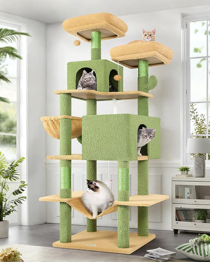 Globlazer Cactus Cat Tree Tower 76-Inch Extra Tall Multi-Level Cat Furniture by Globlazer