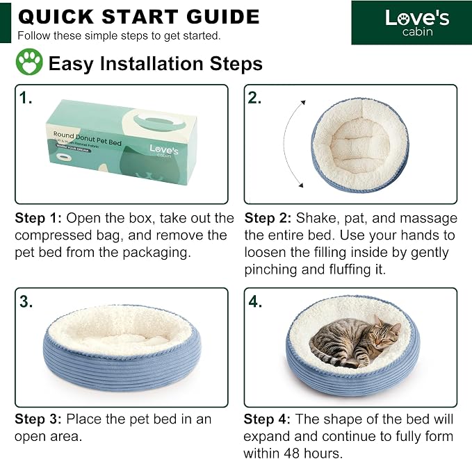 Love's cabin Round Donut Cat and Dog Cushion Bed, 20in Pet Bed - Image 8