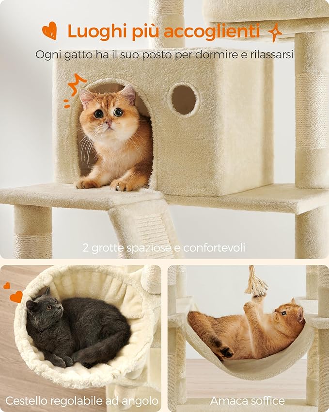 Feandrea Cat Tree, 81.1-Inch Large Cat Tower, 2 Perches, 2 Caves - Image 4