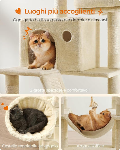 Feandrea Cat Tree, 81.1-Inch Large Cat Tower, 2 Perches, 2 Caves - Image 4