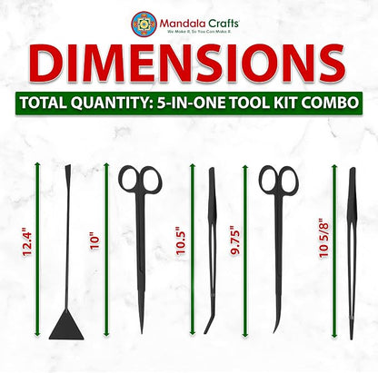Mandala Crafts Black Stainless Steel Aquascaping Tools Kit – Aquarium Plant - Image 3