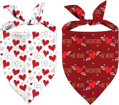 Heart Dog Bandana, 2 Pack Adjustable Holiday Party Birthday Pets Heart Bandana by XGXHZYLC