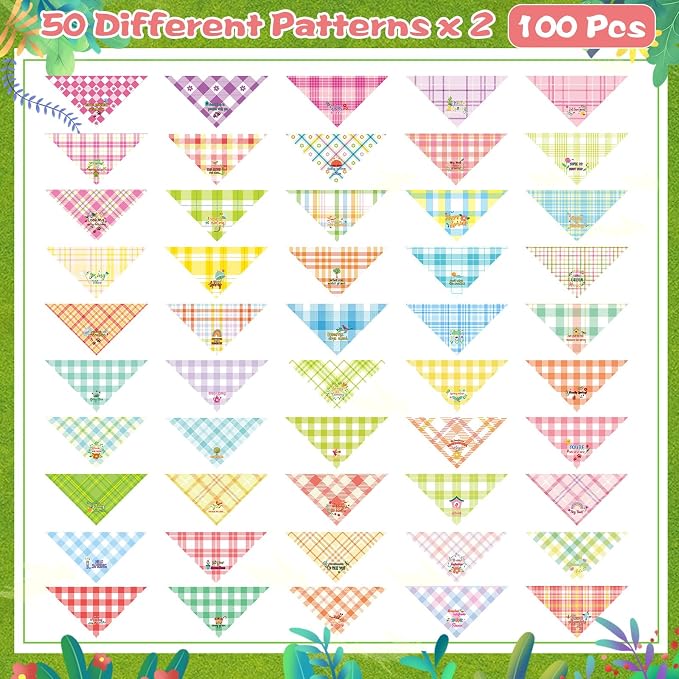 Sweetude 100 Pcs Spring Plaid Dog Bandanas Bulk - Image 4
