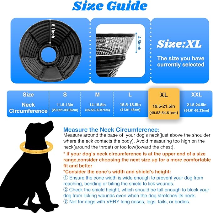 Inflatable Dog Cone for Dogs After Surgery, Soft Adjustable Elizabethan Collar - Image 2
