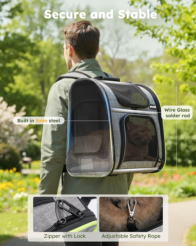 Pecute Cat Backpack Carrier Expandable, Foldable Pet Backpack - Image 5