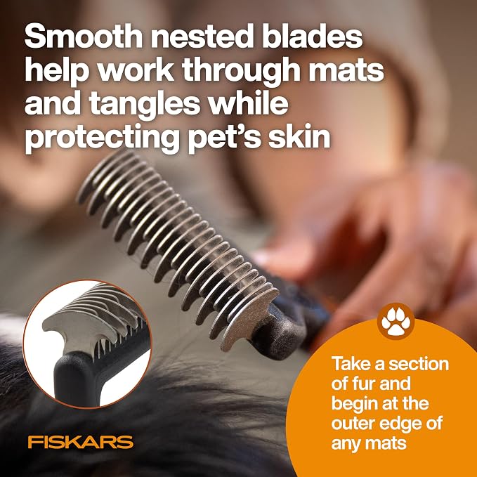 Fiskars Pet, Cat and Dog Brush, Fine Bristles & SoftGrip Handle - Image 4
